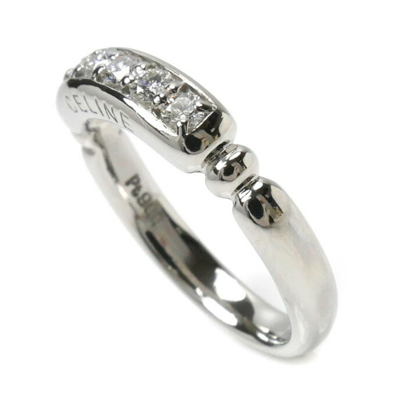 CELINE Pt900 Platinum Ring Diamond 0.32ct 6.2g Size 6 - Picture 2 of 7